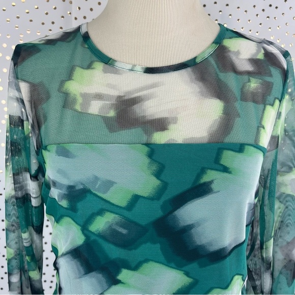 DKNY Mesh Abstract Long Sleeve Top - Picture 2 of 12